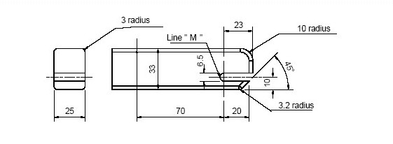Diagram showing Rear and Side View of Checking Device for Lower Universal Anchorage System — Envelope Dimensions with measurements and description.