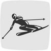Marque affichant un athlète compétitionnant à l’épreuve de ski alpin