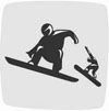 Marque affichant deux athlètes compétitionnant à l’épreuve surf des neiges (snowboard cross)