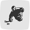 Marque affichant un athlète sur une luge compétitionnant à l’épreuve de hockey sur glace