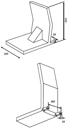 Diagram showing Three-dimensional Schematic Views of Child Restraint Fixture with Side and Top Portions Removed with measurements and description