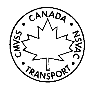 Contour d’un cercle avec une feuille d’érable au centre et les mots CANADA NSVAC TRANSPORT CMVSS inscrits sur la courbure intérieure du cercle