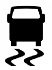 Symbol showing, in silhouette, the back view of a bus above two thick, squiggly, vertical lines.