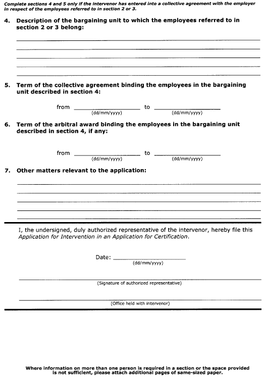 Continued Form 3 (Section 27) Application for Intervention in an Application for Certification