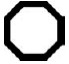 Symbole de danger qui consiste en un contour d’une forme à huit côtés.