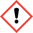 L’image d’un grand point d’exclamation noir. Ce symbole sert à avertir de la présence de danger pour la santé. L’image paraît dans un cadre rouge sur une de ses pointes.