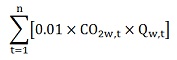 The summation of the products of 0.01, CO2w,t and Qw,t for each hour “t”.