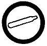 Un symbole pour un danger associé à des gaz comprimés, décrit par un cercle contenant un cylindre de gaz.