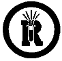 Un symbole pour un danger associé à des matières dangereusement réactives, décrit par une esquisse d’un cercle contenant un tube de matière réactive qui se chevauchent la lettre R à l’intérieur.