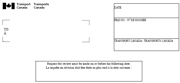 Top of form Notice of refusal to issue or amend a Canadian aviation document.